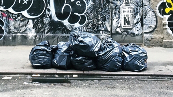 Garbage bags on street