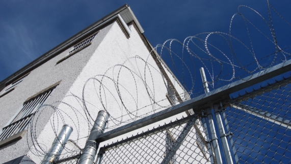 Razor wire prison fence
