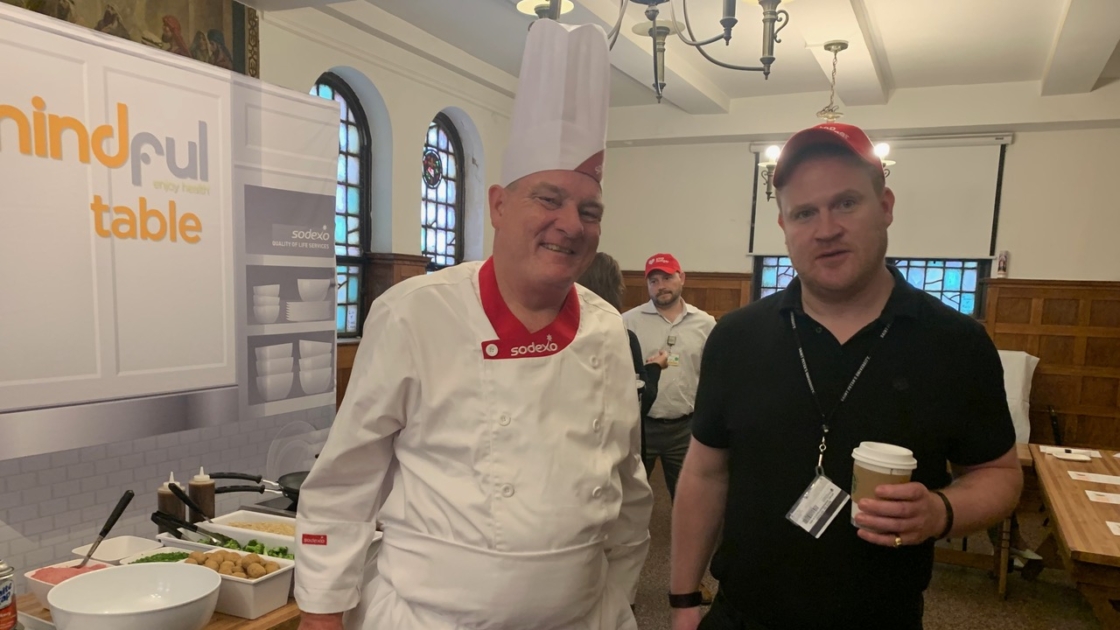 St. Peter's Campus Kitchen Director Erik Sekel with Sodexo chef